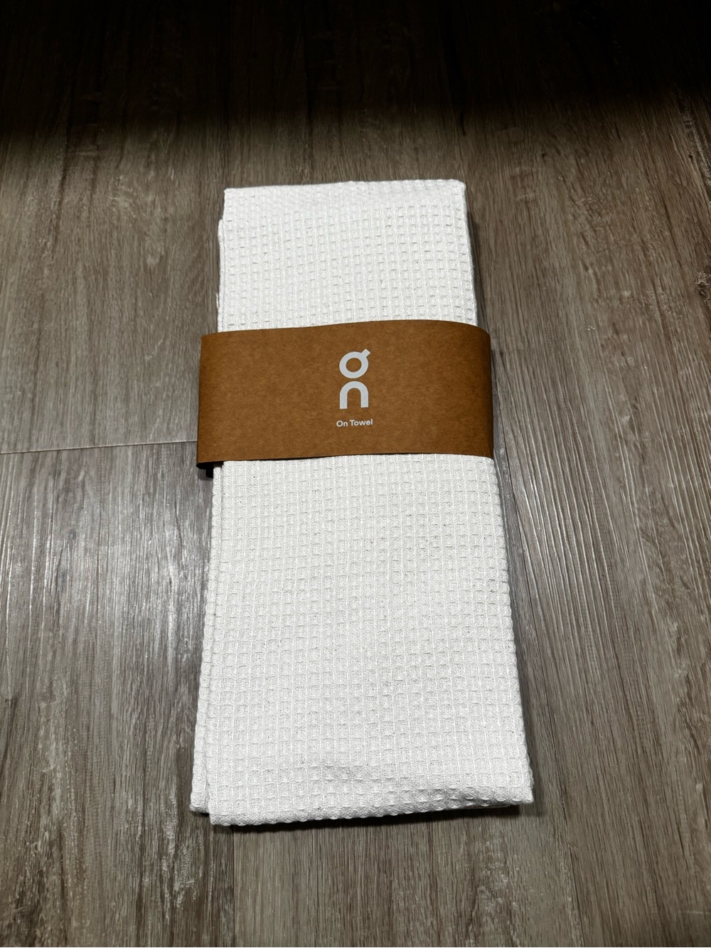 On Running White Waffle Weave Kitchen Towel